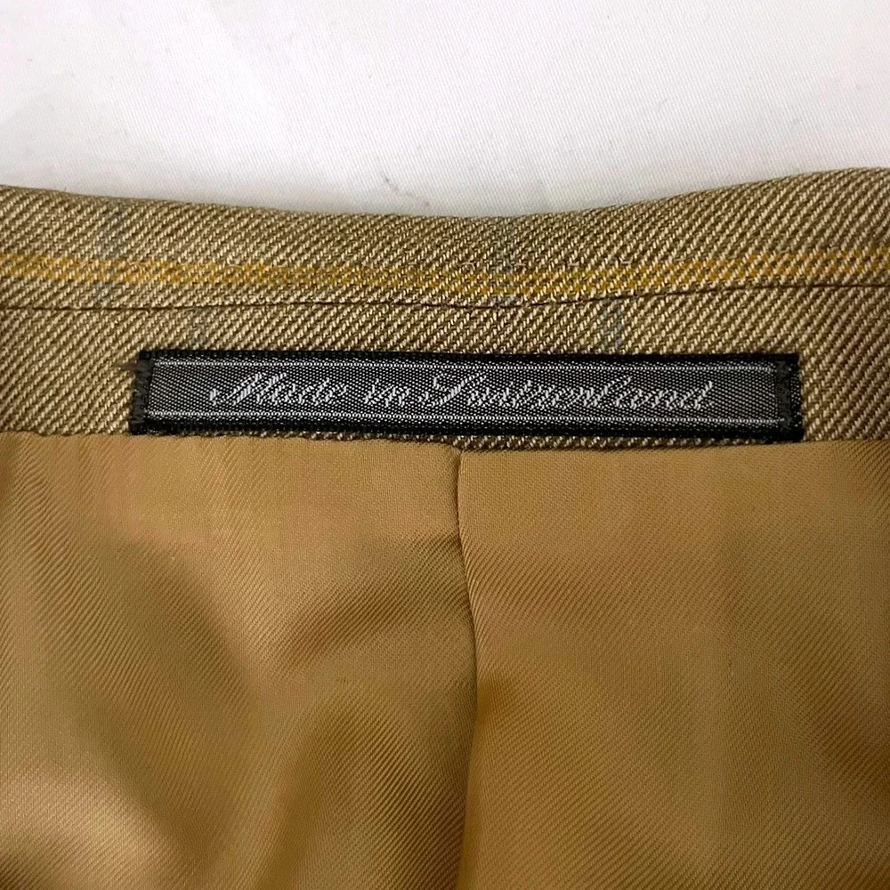 Ermenegildo Zegna Silk‎ & Wool Plaid Blazer Sport Coat Jacket Light Brown 44L